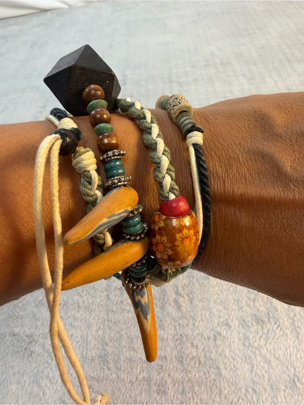 Boho Tribal Artisan Wooden Bead Statement Necklace